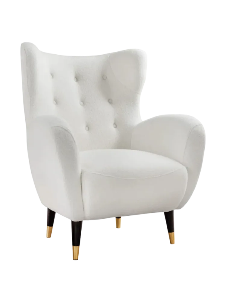 Design Ohrensessel „Don“ Bouclé Weiss Invicta Interiors