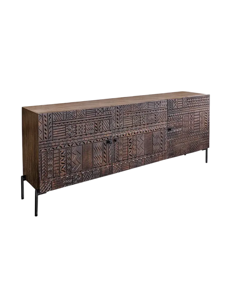 Massivholz Design Sideboard „Tribalo“ mit 3D-Effekt Invicta Interiors