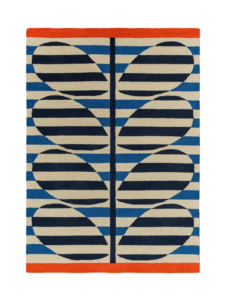 Hochwertiger In-/Outdoor Designer Teppich „Strip Stem Azure“, verschiedene Grössen ORLA KIELY