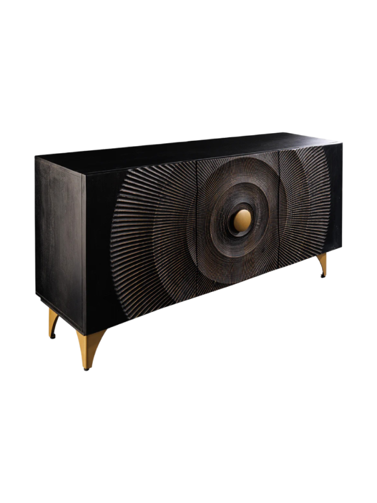 Massivholz Sideboard „Brilliant Sunset“ Schwarz Invicta Interiors