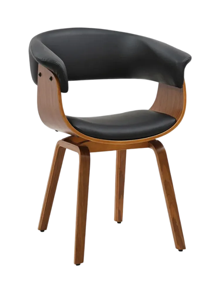 Design Stuhl „Milenko“ mit Armlehnen, Nussbaum/Schwarz Invicta Interiors