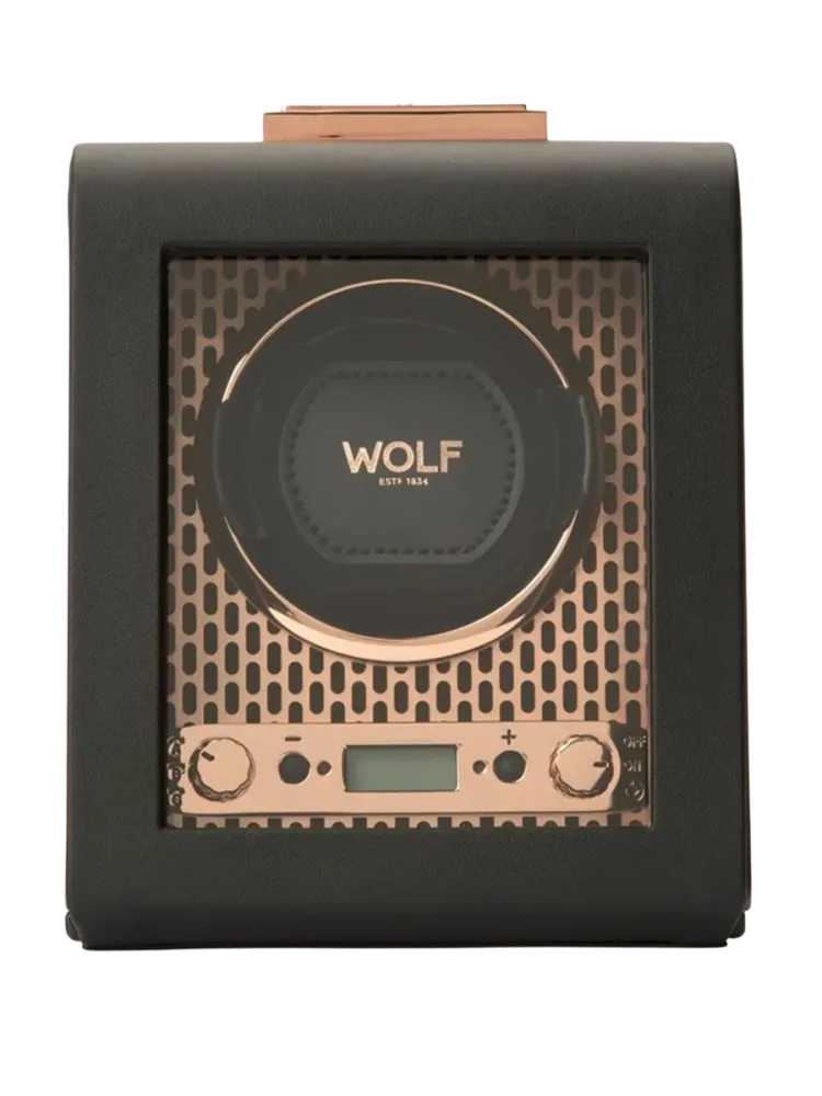 Uhrenbeweger „Axis Single Watch Winder“ Leder Kupfer WOLF