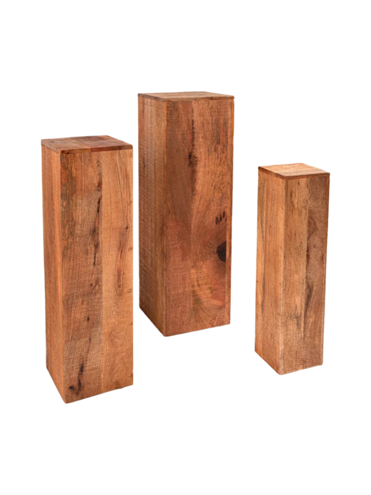 3er Set Deko- und Blumensäule „Makassar II“ aus Massivholz (3 Stück) Invicta Interiors
