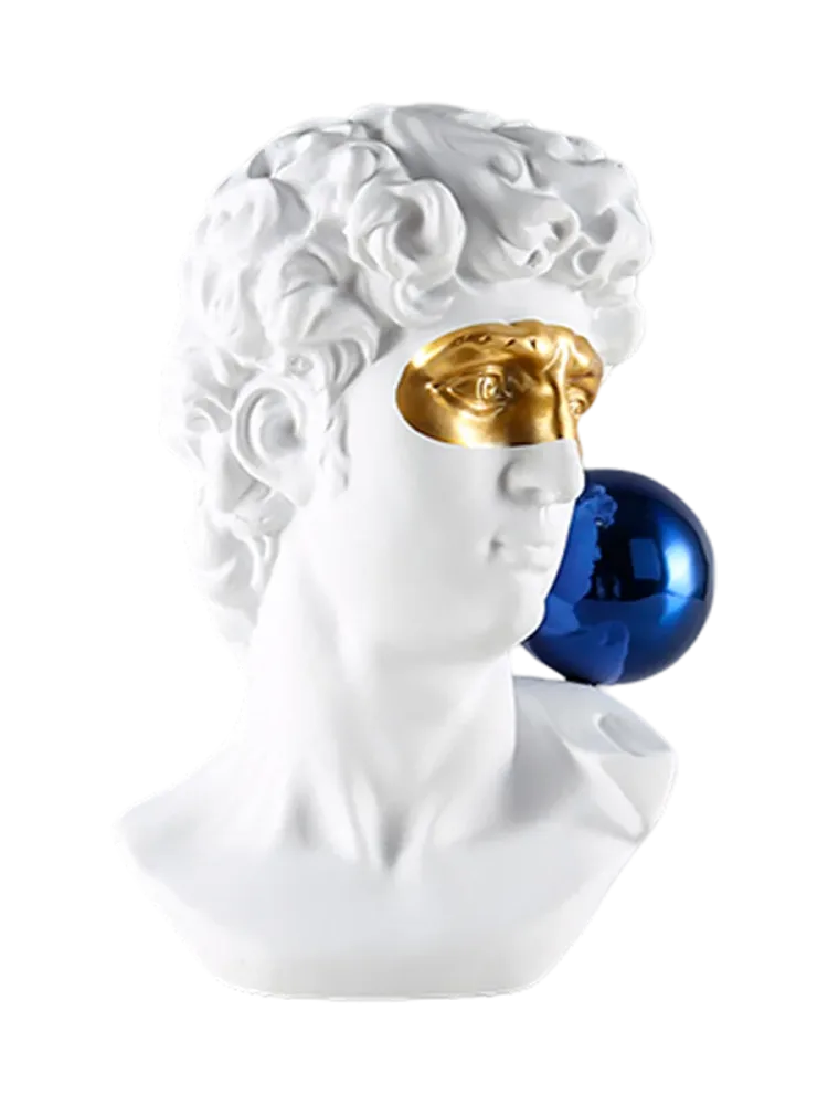 Design Deko-Objekt „David“ Weiss, Gold, Blau Schuller