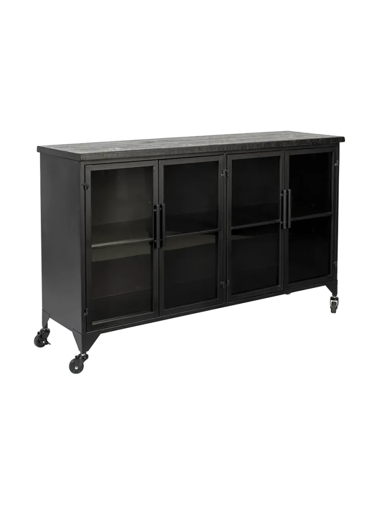 Design Sideboard „Ferre“ mit Rollen, 4-türig White Label by Bloomingloft