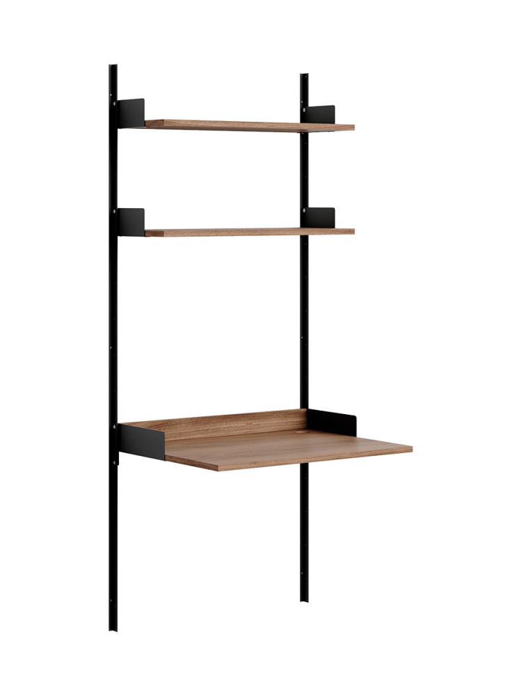 Modulers Design Wandregal „New Works Study“ mit integriertem Schreibtisch