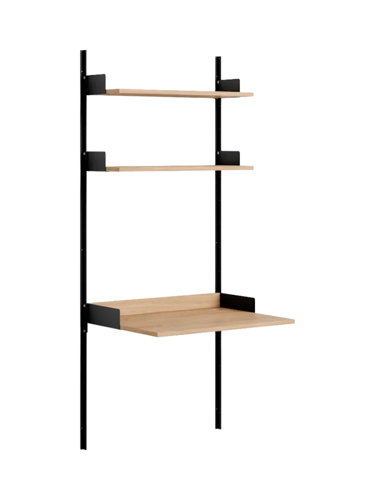 Modulers Design Wandregal „New Works Study“ mit integriertem Schreibtisch