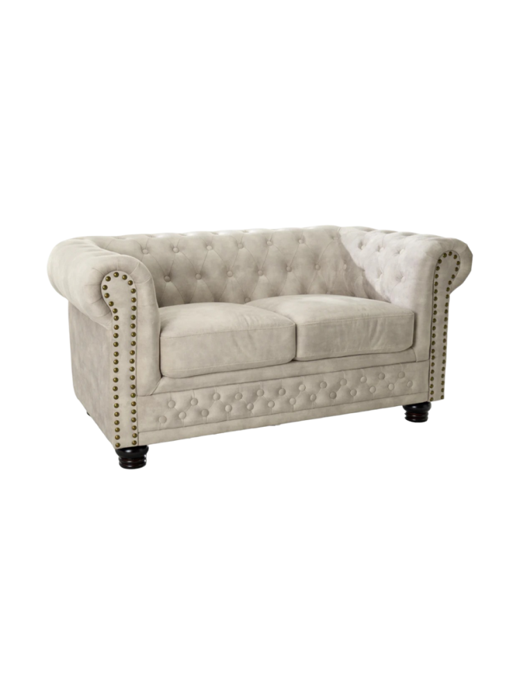 2-Sitzer Sofa „New Chesterfield“ mit Samtbezug - Champagne Invicta Interiors