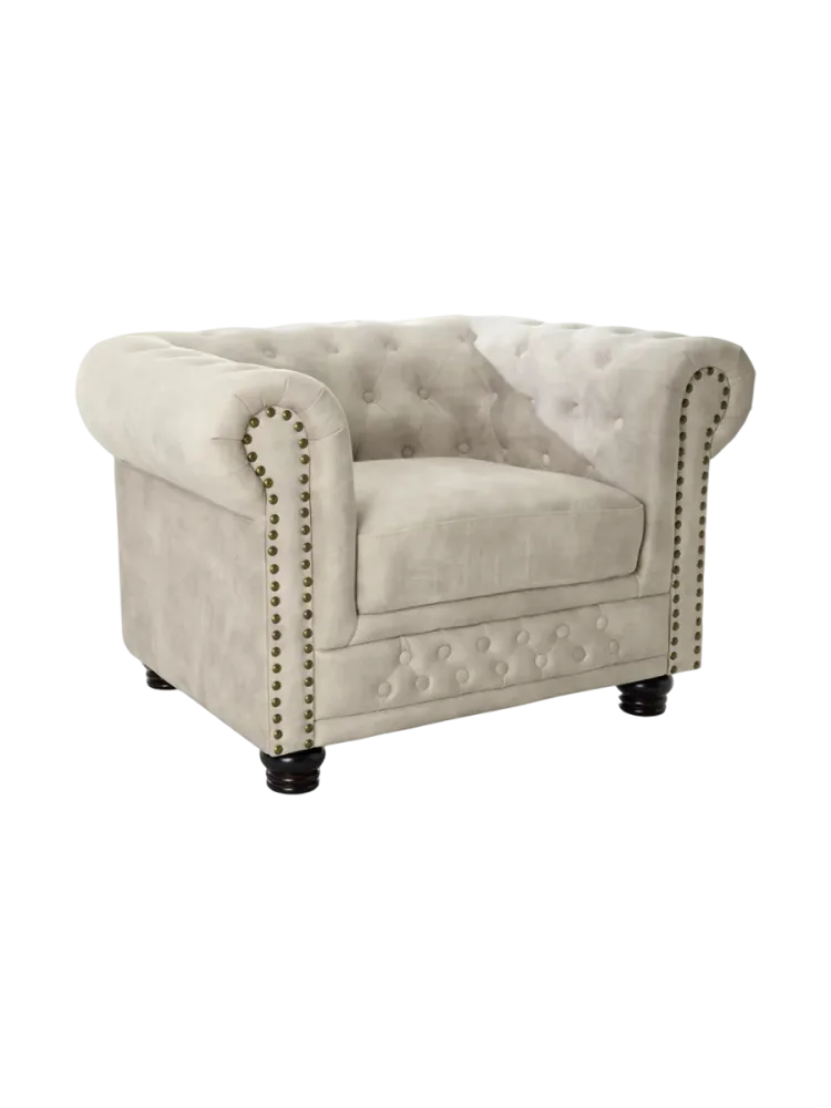 Design Sessel „New Chesterfield“ mit Samtbezug - Champagne Invicta Interiors