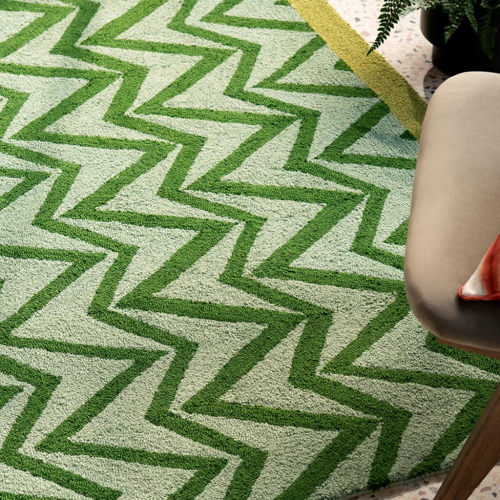 Hochwertiger In-/Outdoor Designer Teppich „Dhurrie Green“, verschiedene Grössen SCION