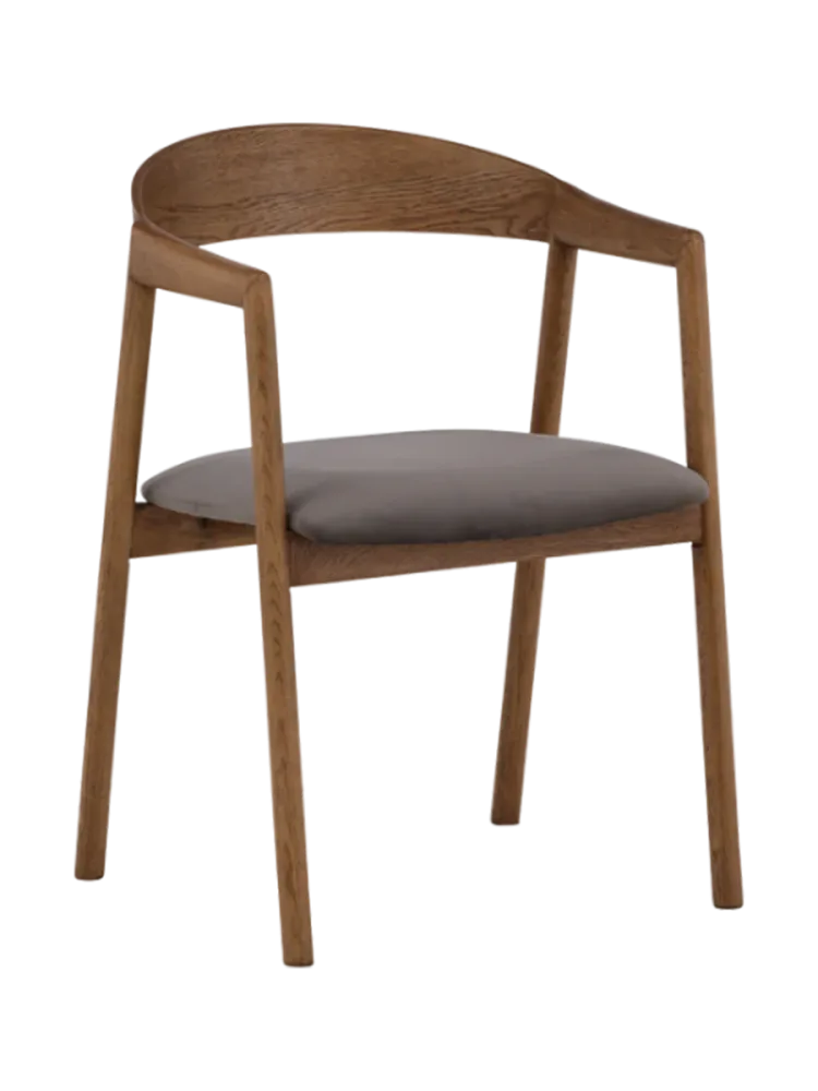 Massivholz Design Stuhl „Langön“ mit Armlehnen Esche Braun/Grau VE DESIGN
