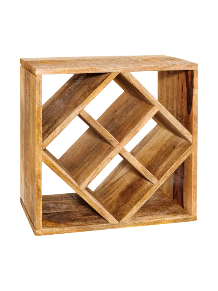 Massivholz Weinregal „Cubus“, Mangoholz Natural Invicta Interiors