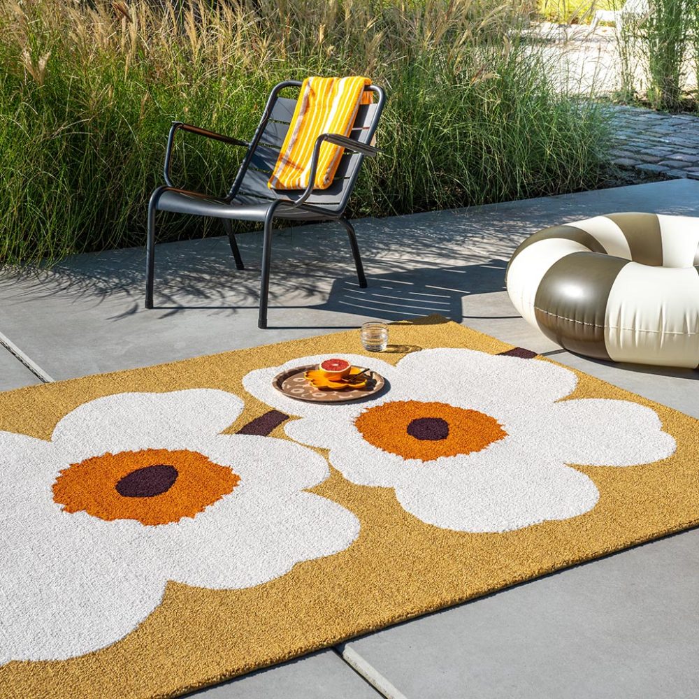 Hochwertiger In- & Outdoor Designer Teppich „Unikko Ann. Honey“, verschiedene Grössen MARIMEKKO