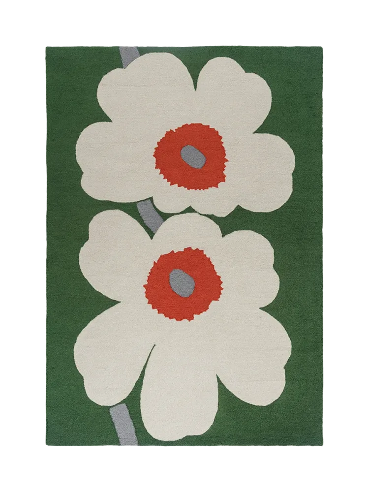 Hochwertiger In- & Outdoor Designer Teppich „Unikko Ann. Green“, verschiedene Grössen MARIMEKKO