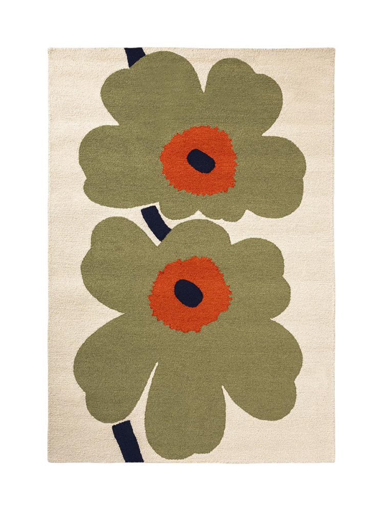 Hochwertiger In- & Outdoor Designer Teppich „Unikko Ann. Dusty Green“, verschiedene Grössen MARIMEKKO