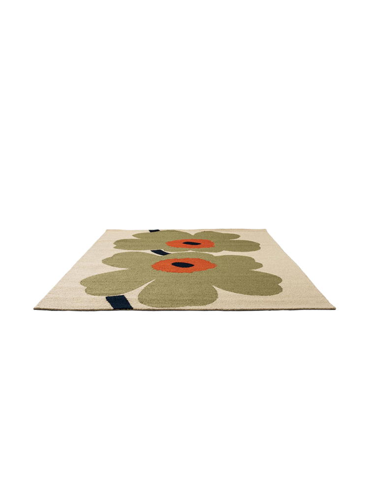 Hochwertiger In- & Outdoor Designer Teppich „Unikko Ann. Dusty Green“, verschiedene Grössen MARIMEKKO