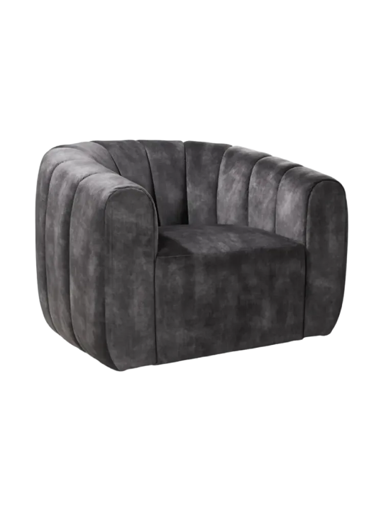 360° drehbarer Designsessel „Babylon“ Samt Dunkelgrau Invicta Interiors