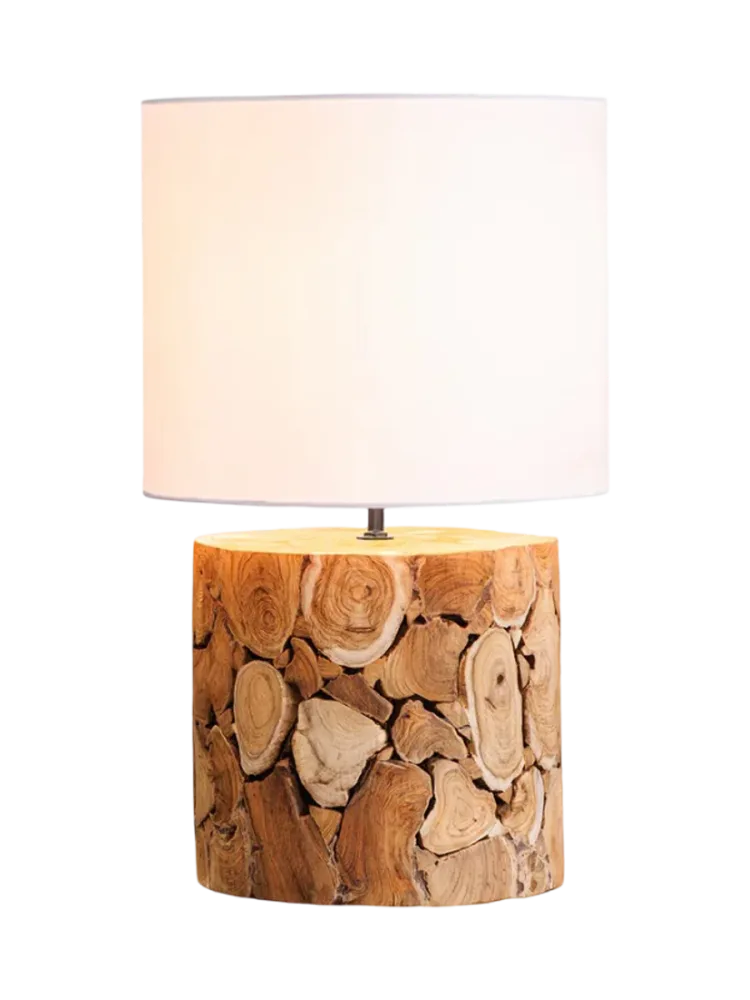 Handgefertigte, Tischlampe „Pure Nature“ aus recyceltem Akazienholz Invicta Interiors