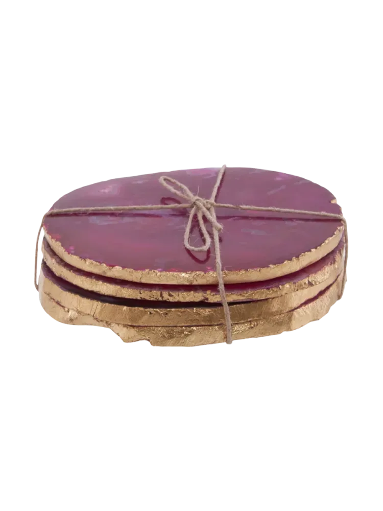 4-teiliges Glasuntersetzer-Set „Agata Pink“ FIFTY FIVE SOUTH