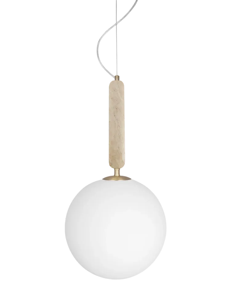 Grosse Marmor Pendellampe „Torrano“ Ø 30 cm Globen Lighting