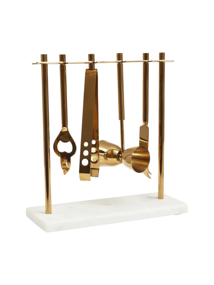 Edles 5-teiliges Bar-Set „Omari“ Weiss/Gold FIFTY FIVE SOUTH