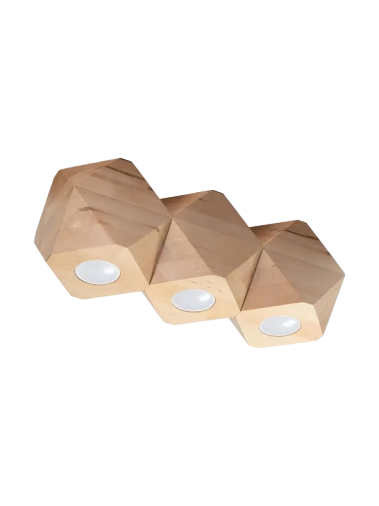 Design Deckenlampe „Woody“ 3-flammig Naturholz Sollux Lighting