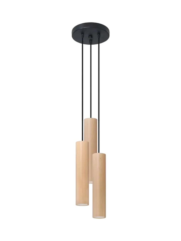 Design Pendellampe „Lino“ 3-flammig (rund), Holz Sollux Lighting