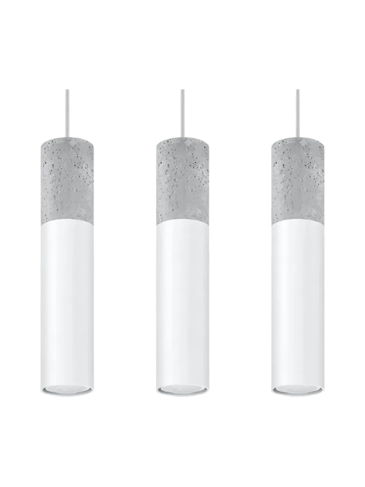 Design Pendellampe „Borgio“ 3-flammig (linear) Weiss, Grau Sollux Lighting