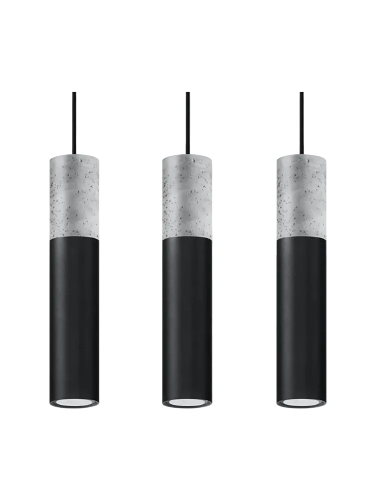 Design Pendellampe „Borgio“ 3-flammig (linear) Schwarz, Grau Sollux Lighting