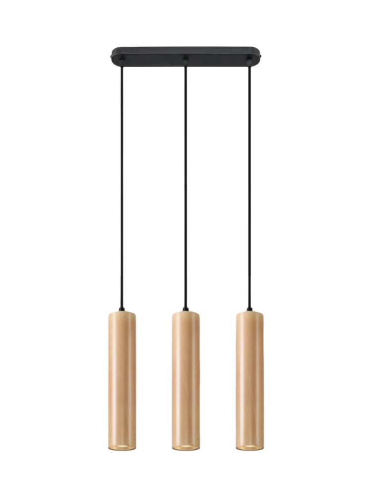Design Pendellampe „Lino“ 3-flammig (linear), Holz Sollux Lighting