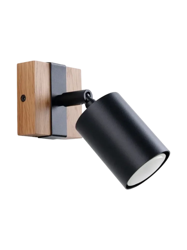 Design Wandlampe „Fager“ Schwarz / Naturholz Sollux Lighting