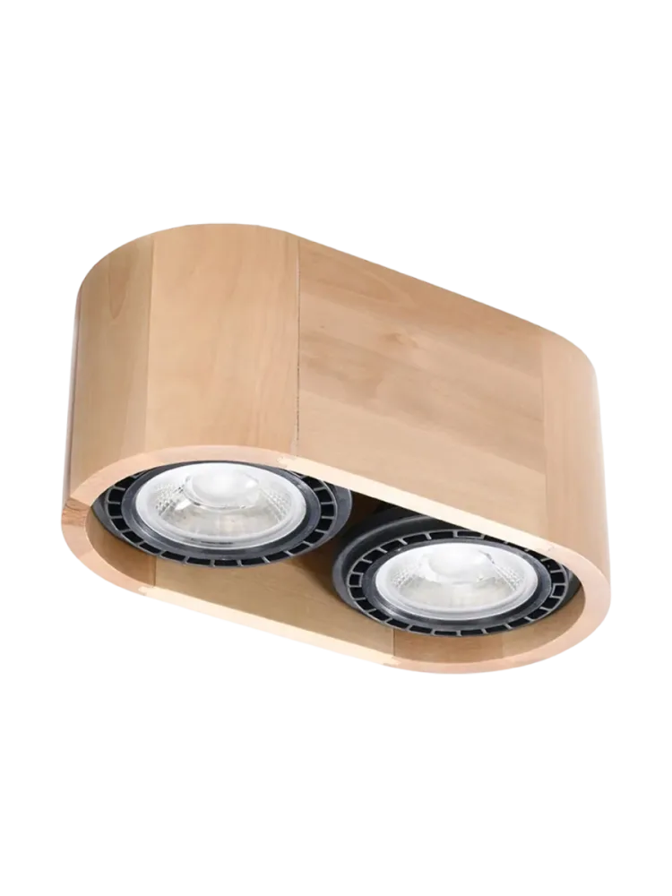 Design Deckenlampe „Basic“ 2-flammig Naturholz Sollux Lighting