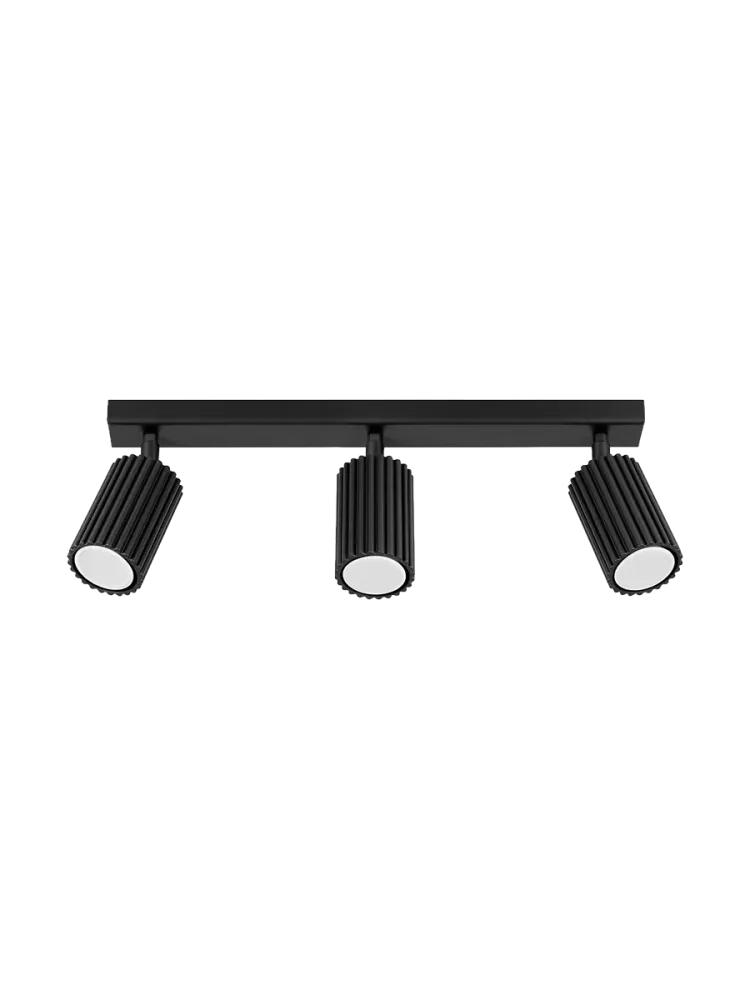 Deckenstrahler Karbon, schwarz, Länge 45 cm, Alu, 3-flg. Karbon SOLLUX LIGHTING, dimmbar, schwarz, für Wohn- / Esszimmer, Aluminium, Modern, Strahler