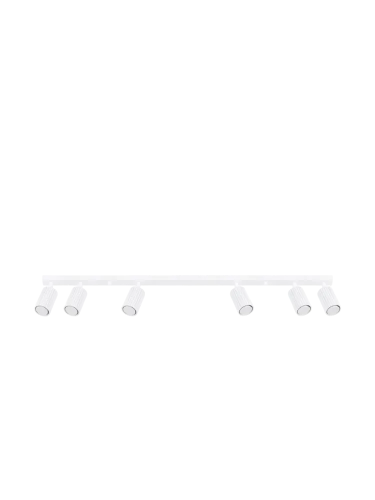 Deckenstrahler Karbon, weiß, Länge 117 cm, Alu, 6-flg. Karbon SOLLUX LIGHTING, dimmbar, weiß / opal, für Wohn- / Esszimmer, Aluminium, Modern, Strahler