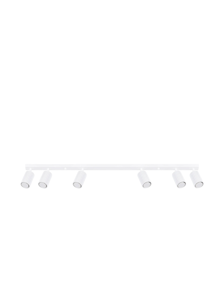 Deckenstrahler Karbon, weiß, Länge 117 cm, Alu, 6-flg. Karbon SOLLUX LIGHTING, dimmbar, weiß / opal, für Wohn- / Esszimmer, Aluminium, Modern, Strahler