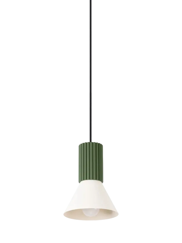 Design Pendellampe „Estria“ 1-flammig Beige/Olivgrün Sollux Lighting