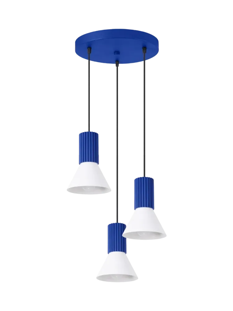 Design Pendellampe „Estria“ 3-flammig Weiss/Ultramarin Sollux Lighting