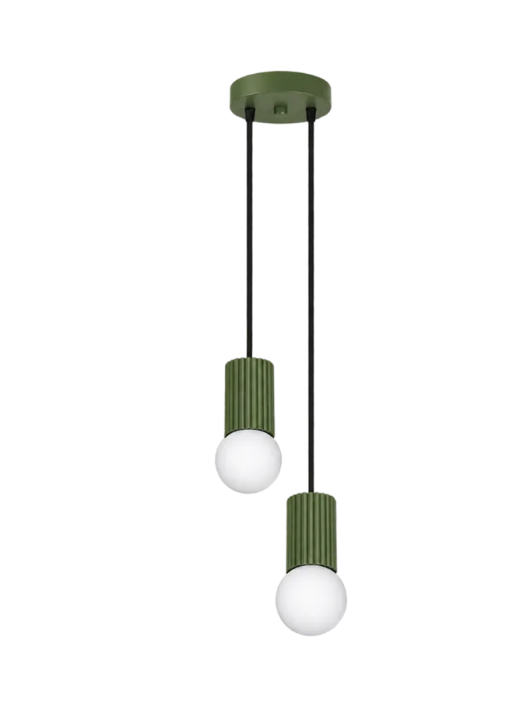 Design Pendellampe „Halo“, 2-flammig Olivgrün Sollux Lighting