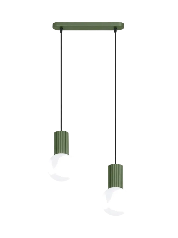 Design Pendellampe „Halo II“, 2-flammig Olivgrün Sollux Lighting