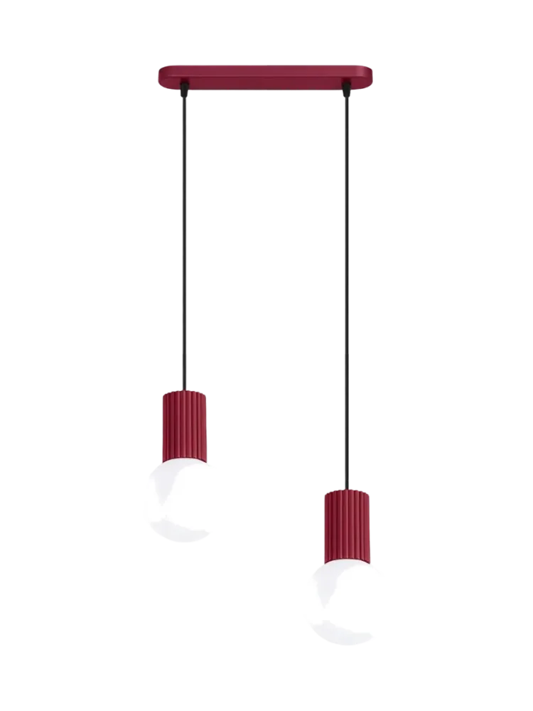 Design Pendellampe „Halo II“, 2-flammig Burgundrot Sollux Lighting