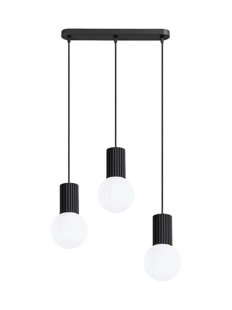 Design Pendellampe „Halo II“, 3-flammig Schwarz Sollux Lighting