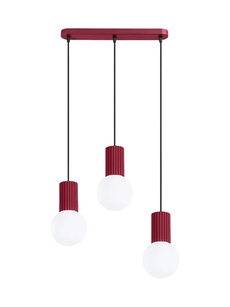 Design Pendellampe „Halo II“, 3-flammig Burgundrot Sollux Lighting