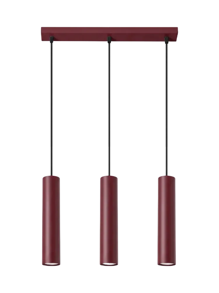 Design Pendellampe „Lagos II“ 3-flammig Burgundrot Sollux Lighting