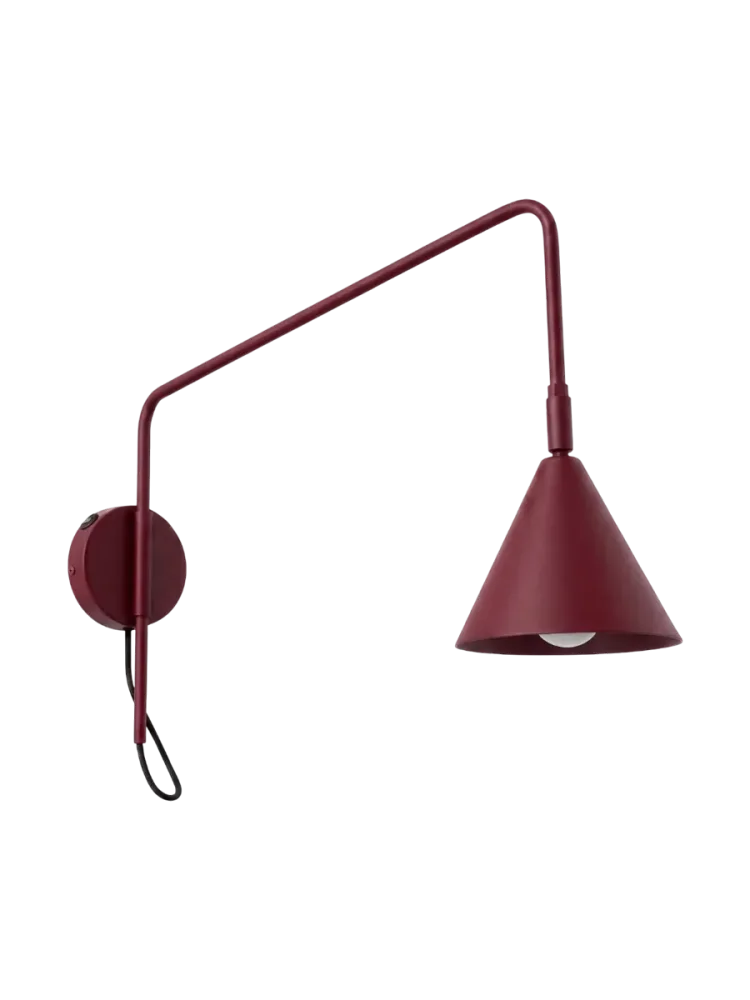 Design Wandlampe „Nox“ 1-flammig mit Schalter Burgundrot Sollux Lighting