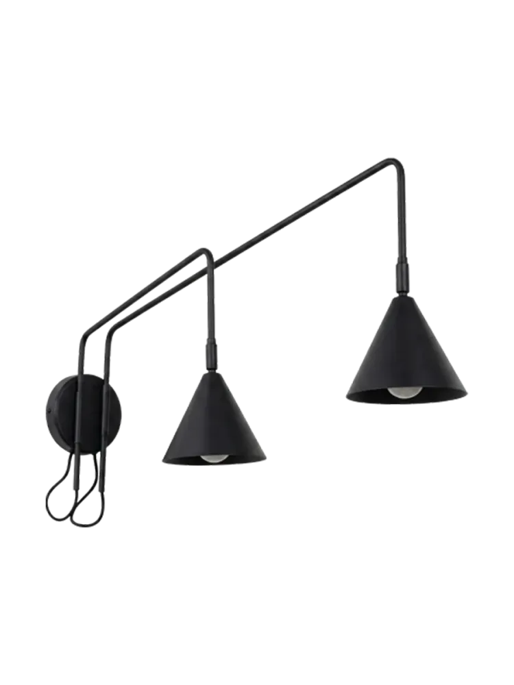 Design Wandlampe „Nox“ 2-flammig mit Schalter Schwarz Sollux Lighting
