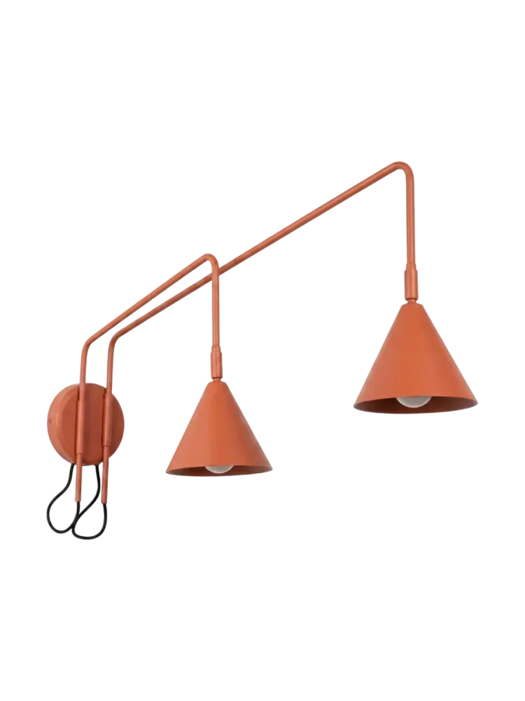 Design Wandlampe „Nox“ 2-flammig mit Schalter Ockerrot Sollux Lighting