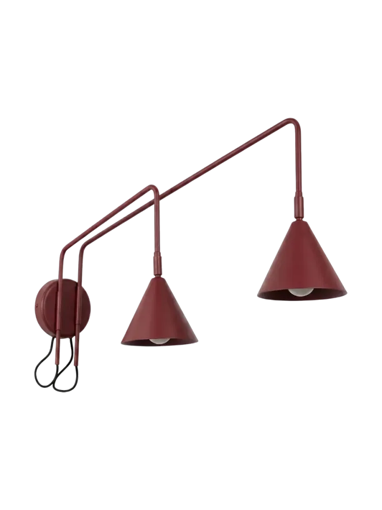 Design Wandlampe „Nox“ 2-flammig mit Schalter Burgundrot Sollux Lighting