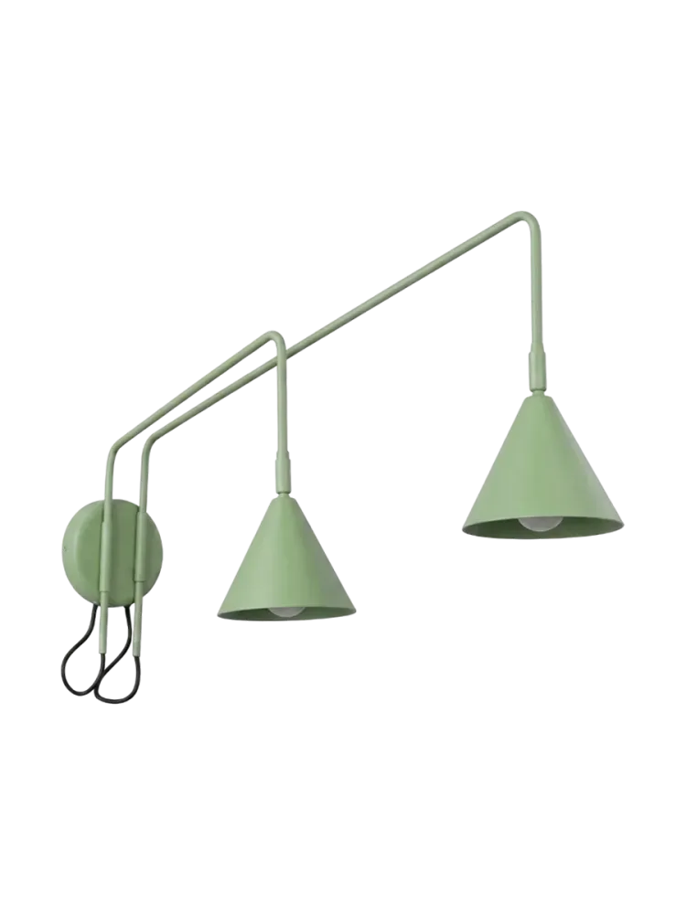 Design Wandlampe „Nox“ 2-flammig mit Schalter Salbeigrün Sollux Lighting