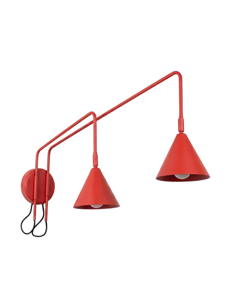 Design Wandlampe „Nox“ 2-flammig mit Schalter Rot Sollux Lighting