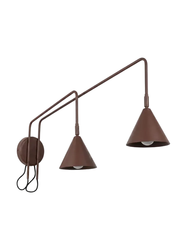 Design Wandlampe „Nox“ 2-flammig mit Schalter Braun Sollux Lighting